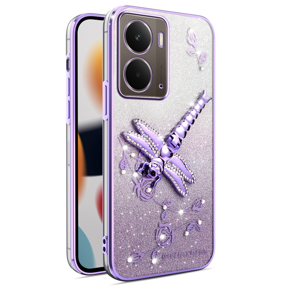 (Purple) Kadem For Realme P3 5G Case Dragonfly Kickstand Tpu Flowers Glitter Phone Cover Purple 6914299504580