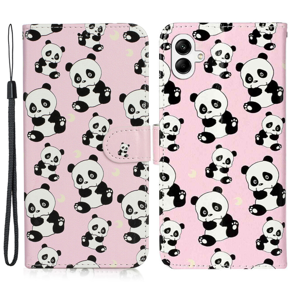 (Panda) Leather Case For Samsung Galaxy A07 4G / A06 5G / A06 4G Pattern Wallet Phone Cover With Strap 6914295021784