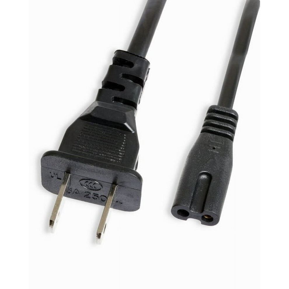 Pwron Tv Power Cord 6 Ft 2-Prong Ac Cable Black 940684994380