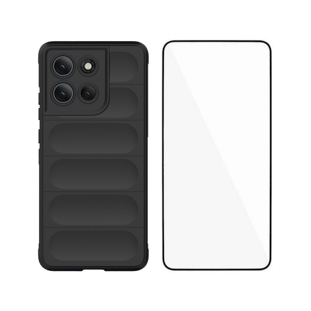 (Black) Wanlonfeng For Motorola Moto G86 Power 5G Tpu Case Hd Series Anti Slip Phone Cover With Tempered Glass Black 6914291263386
