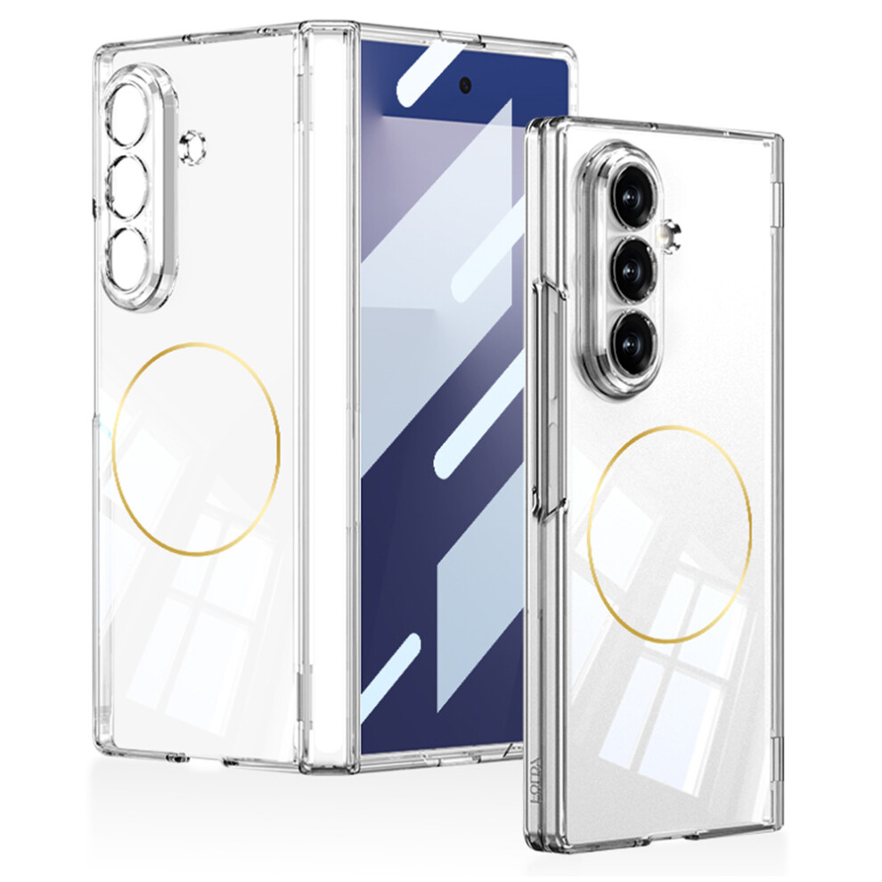 (Transparent) Gkk For Samsung Galaxy Z Fold7 5G Magnetic Case Hinge Protection Hard Pc Cover Built-In Iron Ring 6914292434198