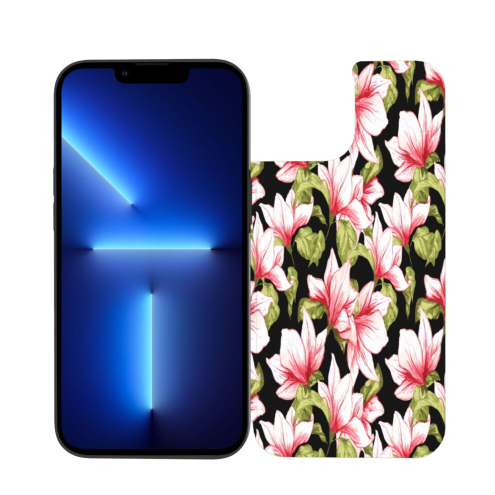 Floral Iphone 13 Case Leather Magnetic Flip Cover Pink 971050988931