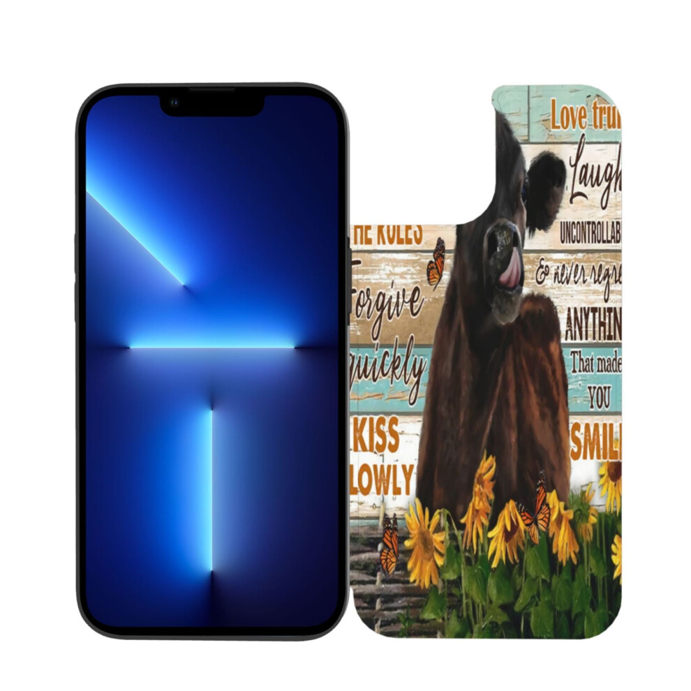 Sunflower Cow Leather Flip Case For Iphone 13 Dual Camera 971050988870