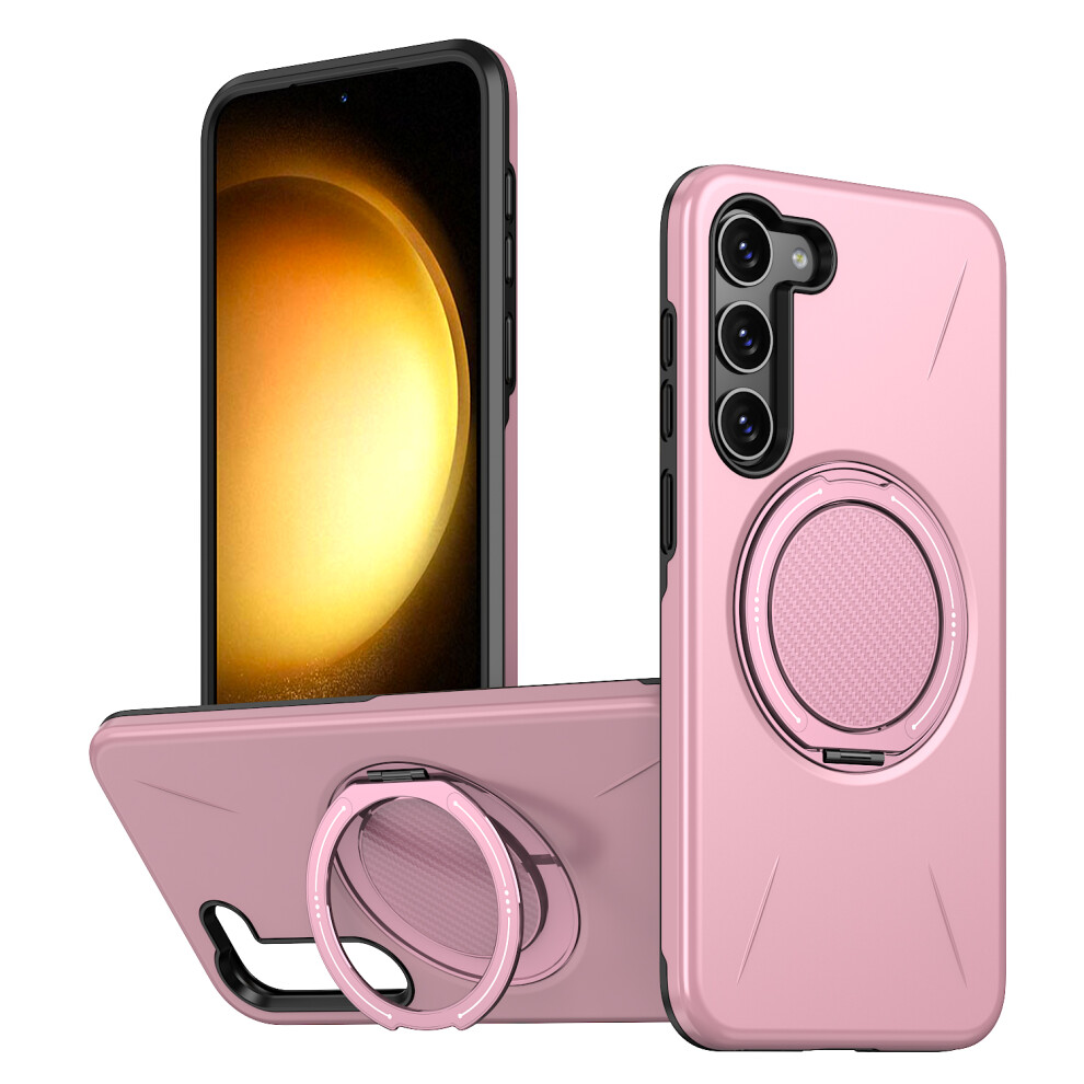 (Pink) For Samsung Galaxy S23 Fe Magnetic Case Rotating Kickstand Tpu + Pc Phone Cover Pink 6914298308196