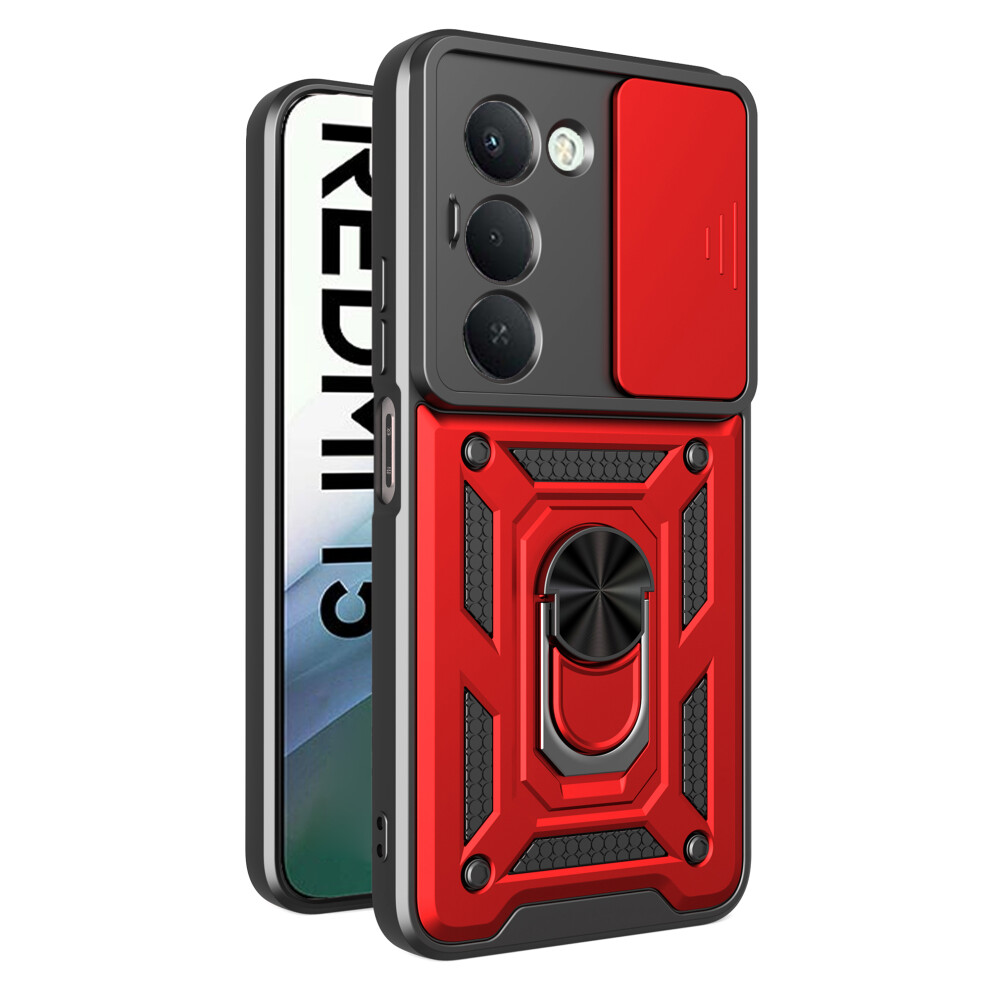 (Red) Amorus For Xiaomi Mi 15 4G (Eu) (171Mm) Case Kickstand Pc + Tpu Phone Cover With Camera Lens Slider Red 6914296501957
