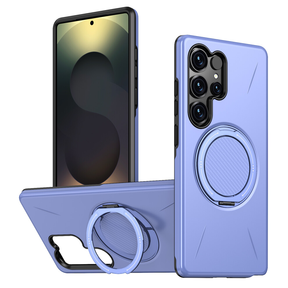 (Purple) For Samsung Galaxy S25 Ultra Magnetic Case Rotating Kickstand Tpu + Pc Phone Cover Purple 6914290087518