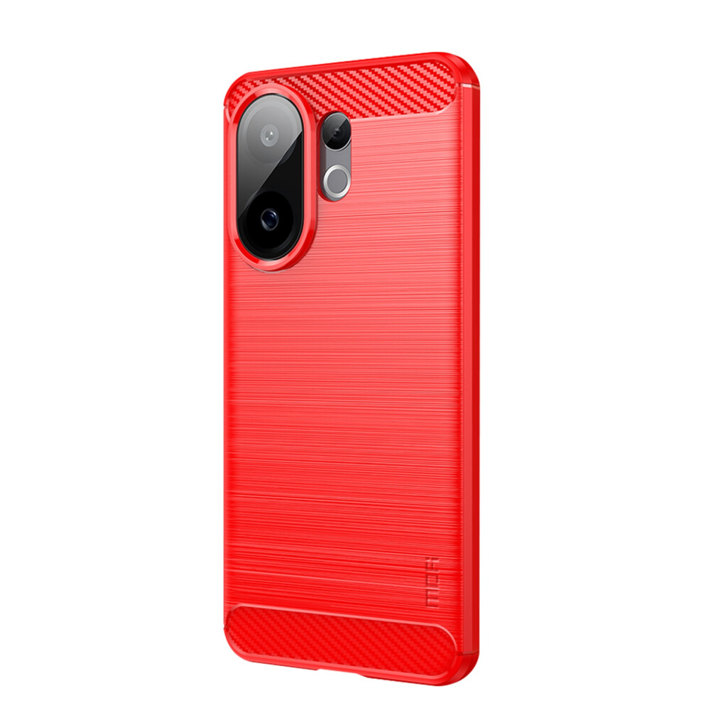 (Red) Mofi For Vivo V60 5G Back Cover Brushed Texture Carbon Fiber Soft Tpu Case Red 6914291736323