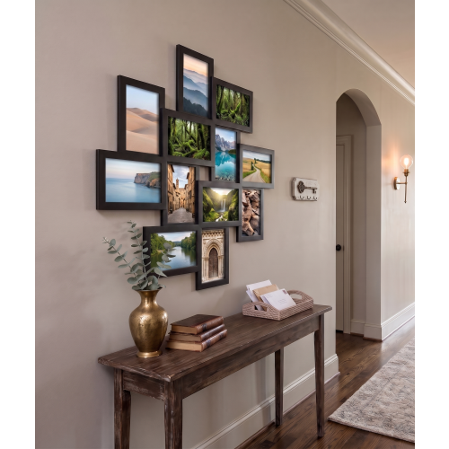 12 Multi Aperture Irregular Black Photo Frame 60Cm 2