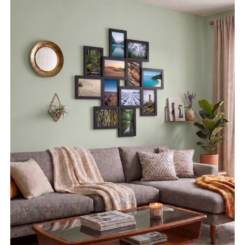 12 Multi Aperture Irregular Black Photo Frame 60Cm 1