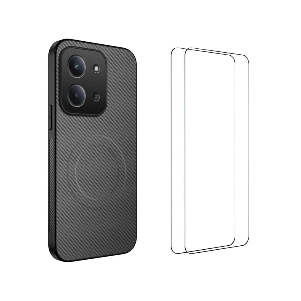 (Grey) Wanlonfeng For Xiaomi Redmi 15C 4G (Global) (171Mm) Magnetic Case Tq1 Series Carbon Fiber Texture Pc Tpu Phone Cover With 2Pcs Sc Grey 6914295201889
