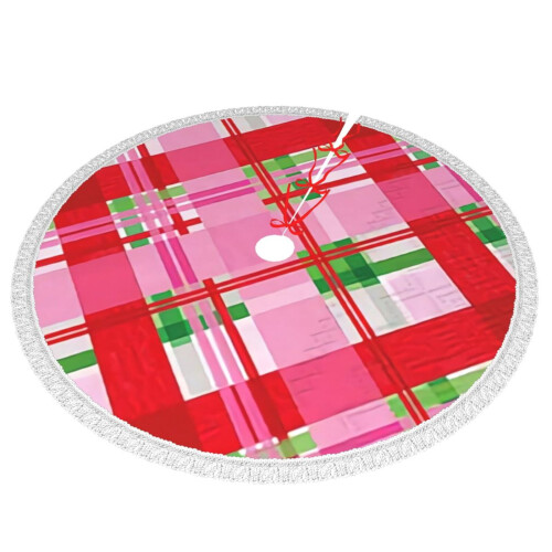 Christmas tree skirt plaid 48 inch 1