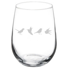 Verre à vin sans pied, motif oiseaux, 50 cl