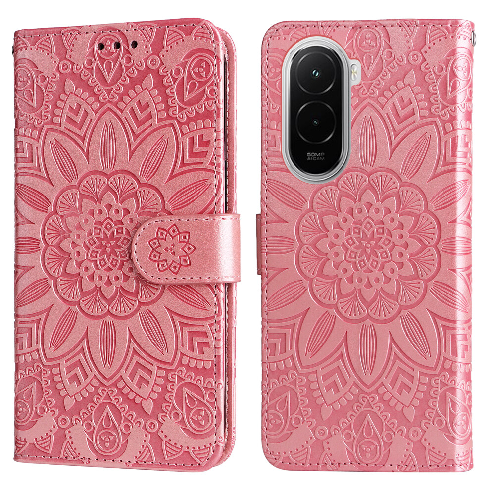(Pink) For Xiaomi Poco M7 4G (169Mm) Case Sunflower Imprint Leather Wallet Phone Cover Pink 6914292429941