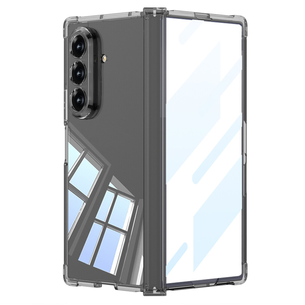(Transparent ) Gkk For Samsung Galaxy Z Fold7 5G Case Airbag Hinge Protection Pc Phone Cover With Tempered Glass Film Black 6914290851584