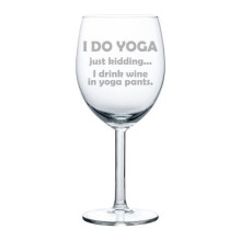 Verre à vin à thème yoga humoristique 30 cl