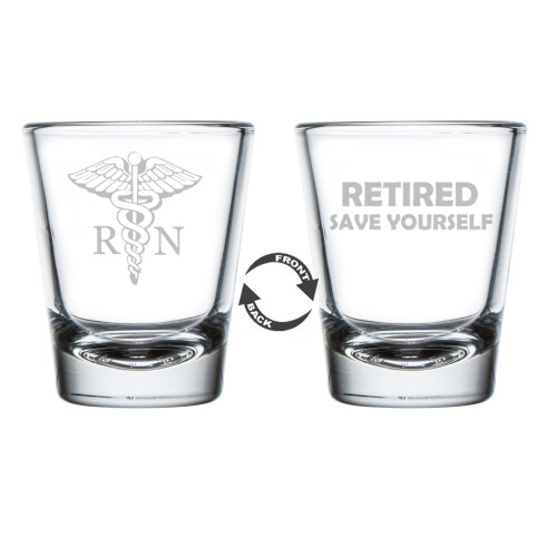 Schnapsglas mit medizinischem RN-Symbol, beidseitig, 50 ml