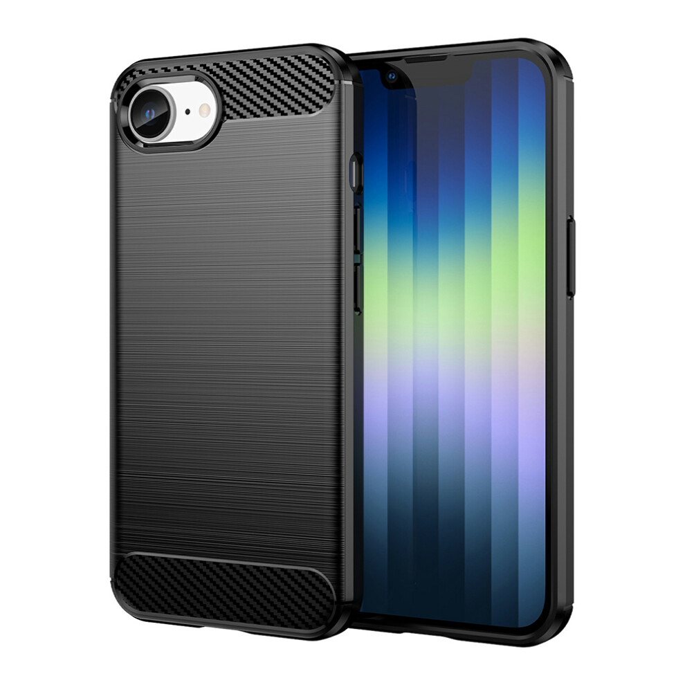 (Black) Amorus For Iphone 17E / 16E Case Carbon Fiber Texture Brushed Protective Phone Cover Black 6914296857122