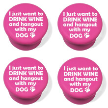 Ensemble de 4 bouchons de bouteille de vin en silicone rose
