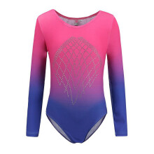 Girls' gymnastics leotard long sleeve colorful sparkle 5-12