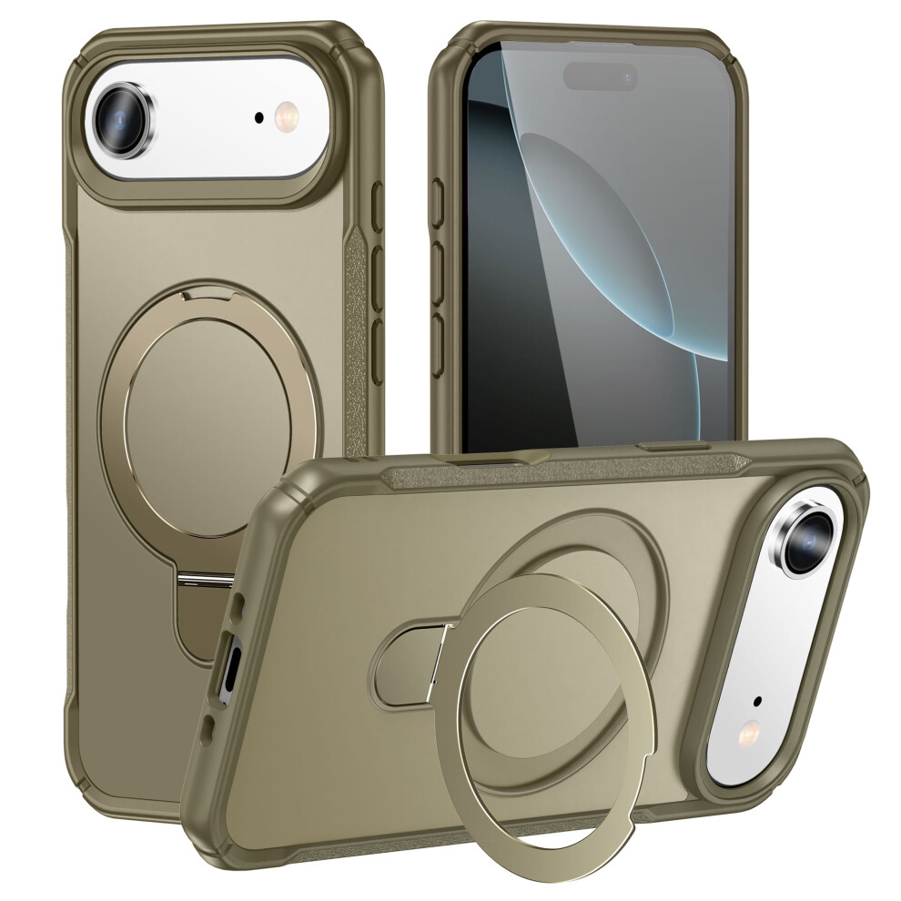 (Khaki) For Iphone Air Shockproof Case Tpu + Pc Phone Cover Compatible With Magsafe Rotating Kickstand 6914299307082