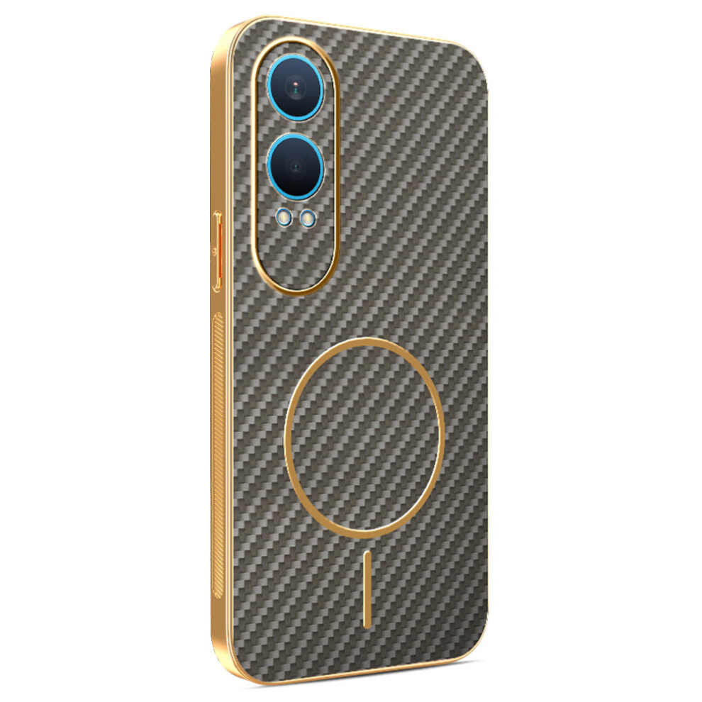 (Coffee) For Oneplus Nord Ce4 Lite 5G Phone Case Carbon Fiber Textured Electroplated Tpu Back Cover Brown 6914290728954