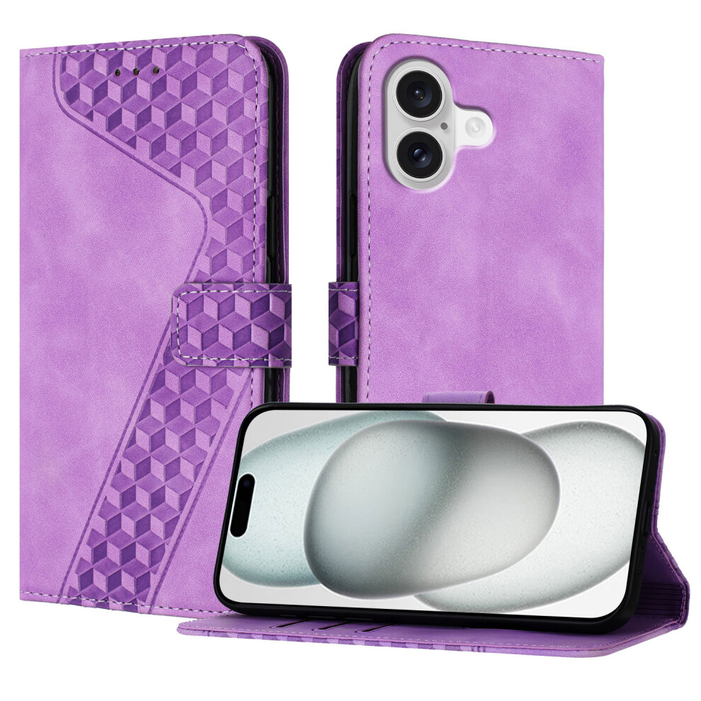 (Purple) For Iphone 17 Leather Case 7-Shaped Pattern Wallet Stand Shockproof Phone Cover Purple 6914291669867