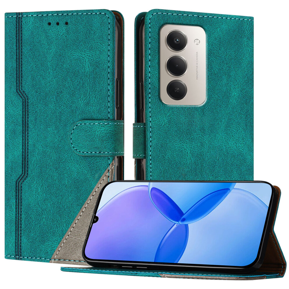 (Green) For Xiaomi Redmi 15 5G (Global) (169Mm) / Xiaomi Redmi 15 4G (169Mm) Leather Case Triangle Patchwork Wallet Stand Shockproof Phone Green 6914291638603
