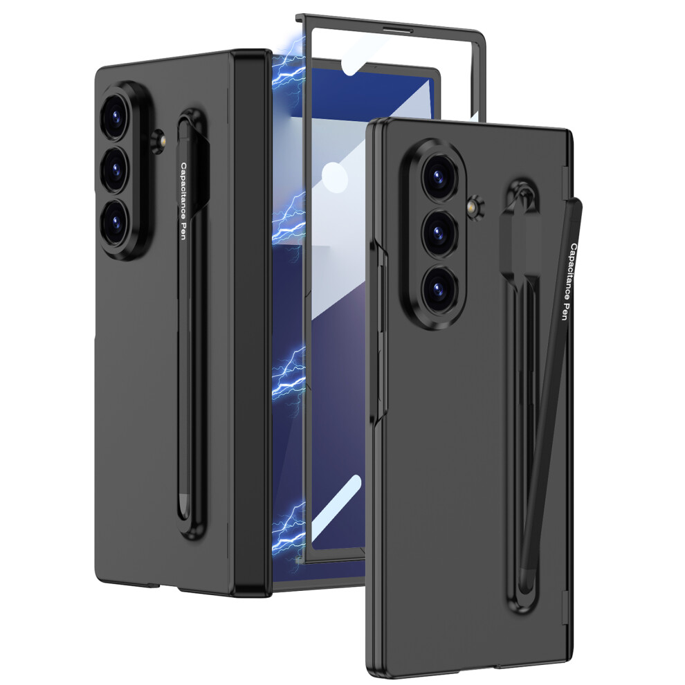 (Black+Black) Gkk For Samsung Galaxy Z Fold7 5G Case With Stylus Magnetic Hinge Protection Pc + Tempered Glass Phone Cover Black 6914294255944