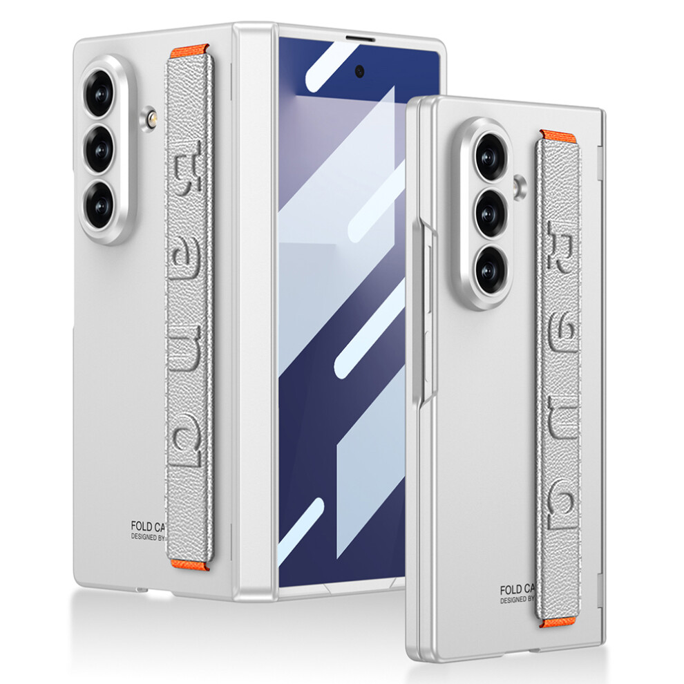 (Silver) Gkk For Samsung Galaxy Z Fold7 5G Case With Strap / Hinge Protection Pc Phone Cover With Tempered Glass Film Silver 6914298574072