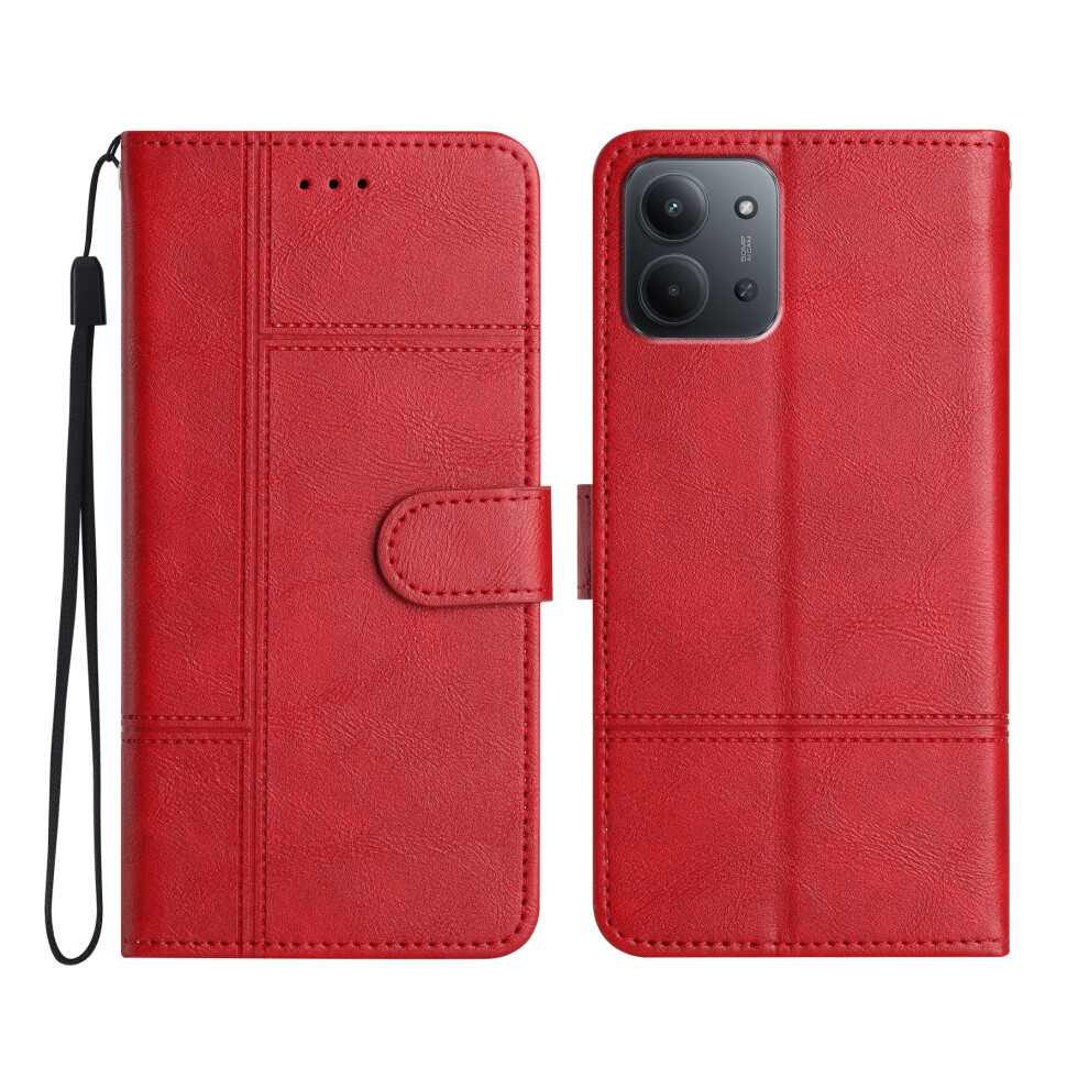 (Red) For Xiaomi Mi 15C 4G (Eu) (173Mm) / 15C 5G (Eu) (173Mm) / Poco C85 4G (173Mm) Wallet Case Line Imprinted Pu Leather Phone Cover Red 6914291633714