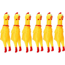 Rubber Chicken Toy Yellow Squeaking 6-Pack