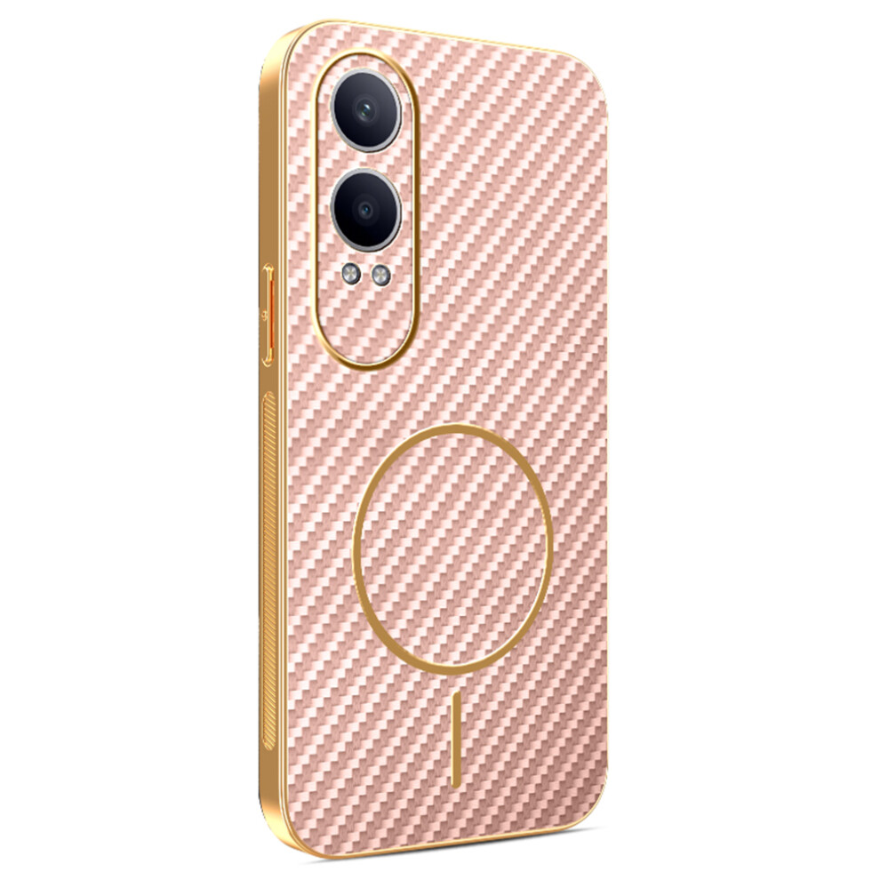 (Pink) For Oneplus Nord Ce4 Lite 5G / Oppo K12x 5G (China) Phone Case Carbon Fiber Textured Electroplated Tpu Back Cover Pink 6914291426194