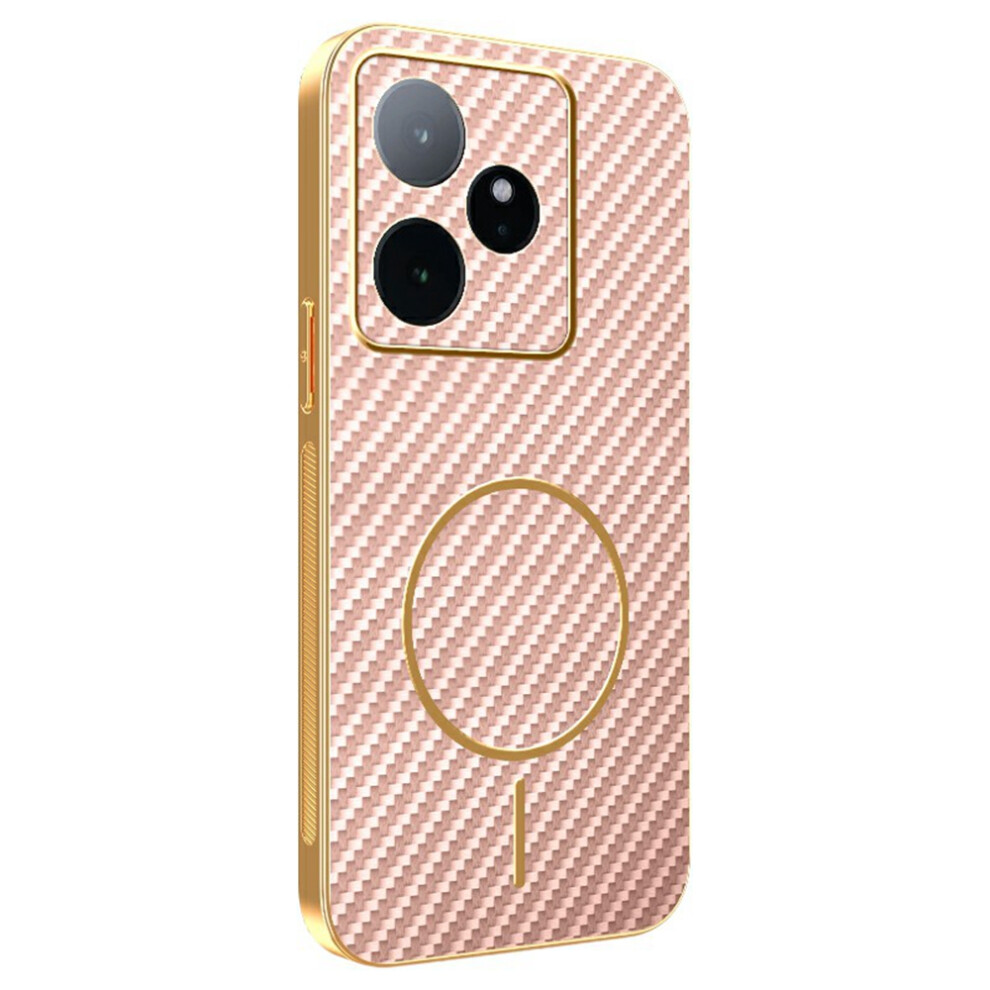 (Pink) For Realme Gt 7 5G Phone Case Carbon Fiber Textured Electroplated Tpu Back Cover Pink 6914293212061