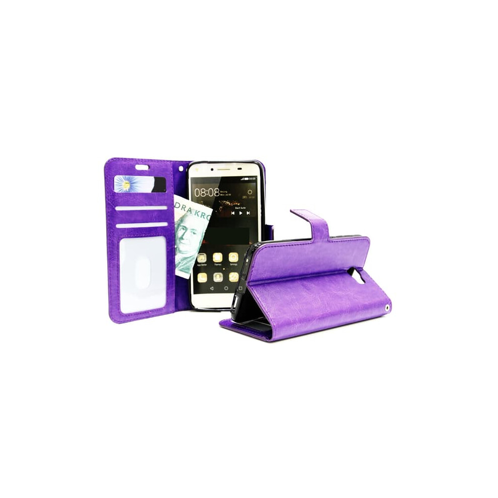 Crazy Horse Wallet For Huawei Y6 Ii Compact Lyo-L21 Purple 962029546764