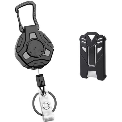 Retractable Card Holder for ID and Access Cards Black