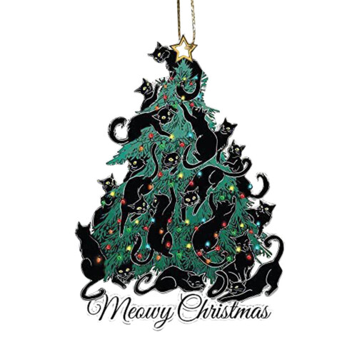 Black Cat Acrylic Christmas Ornament, 2-Sided, 1 Pack 1