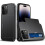 Capa compatível com iPhone 15 Pro Max com porta-cartões, preta. 1