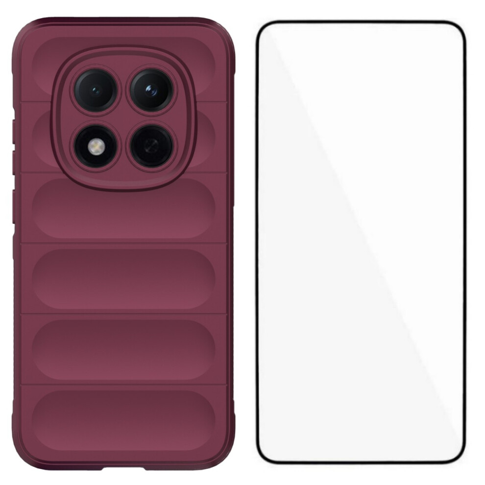 (Wine ) Wanlonfeng For Xiaomi Poco M8 Pro 5G / Mi Note 15 Pro+ 5G (Global) Tpu Case Hd Series Anti Slip Phone Cover With Tempe Glas Red 6914299678861