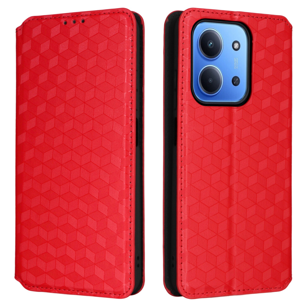 (Red) Leather Case For Xiaomi Mi 15C 4G (Eu) (173Mm) / 15C 5G (Eu) (173Mm) / Poco C85 4G (173Mm) Wallet Rhombus Imprinted Phone Cover Red 6914290995417