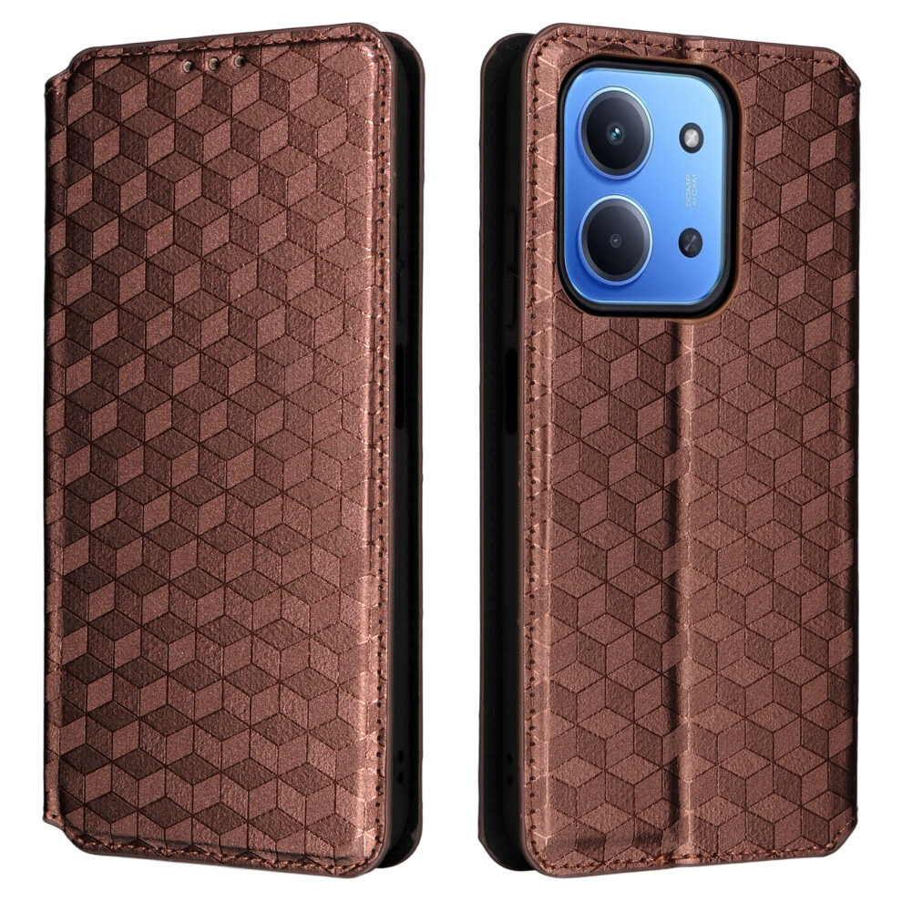 (Brown) Leather Case For Xiaomi Redmi 15C 4G (Eu) (173Mm) / 15C 5G (Eu) (173Mm) / Poco C85 4G (173Mm) Wallet Rhombus Imprinted Phone Cover Brown 6914292636073
