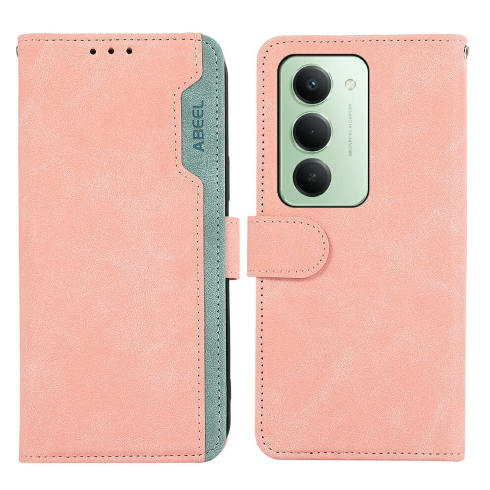 (Pink) Abeel For Xiaomi Redmi 15 5G (Global) (169Mm) Case Color Splicing Leather Flip Phone Cover Rfid Blocking Pink 6914298149676