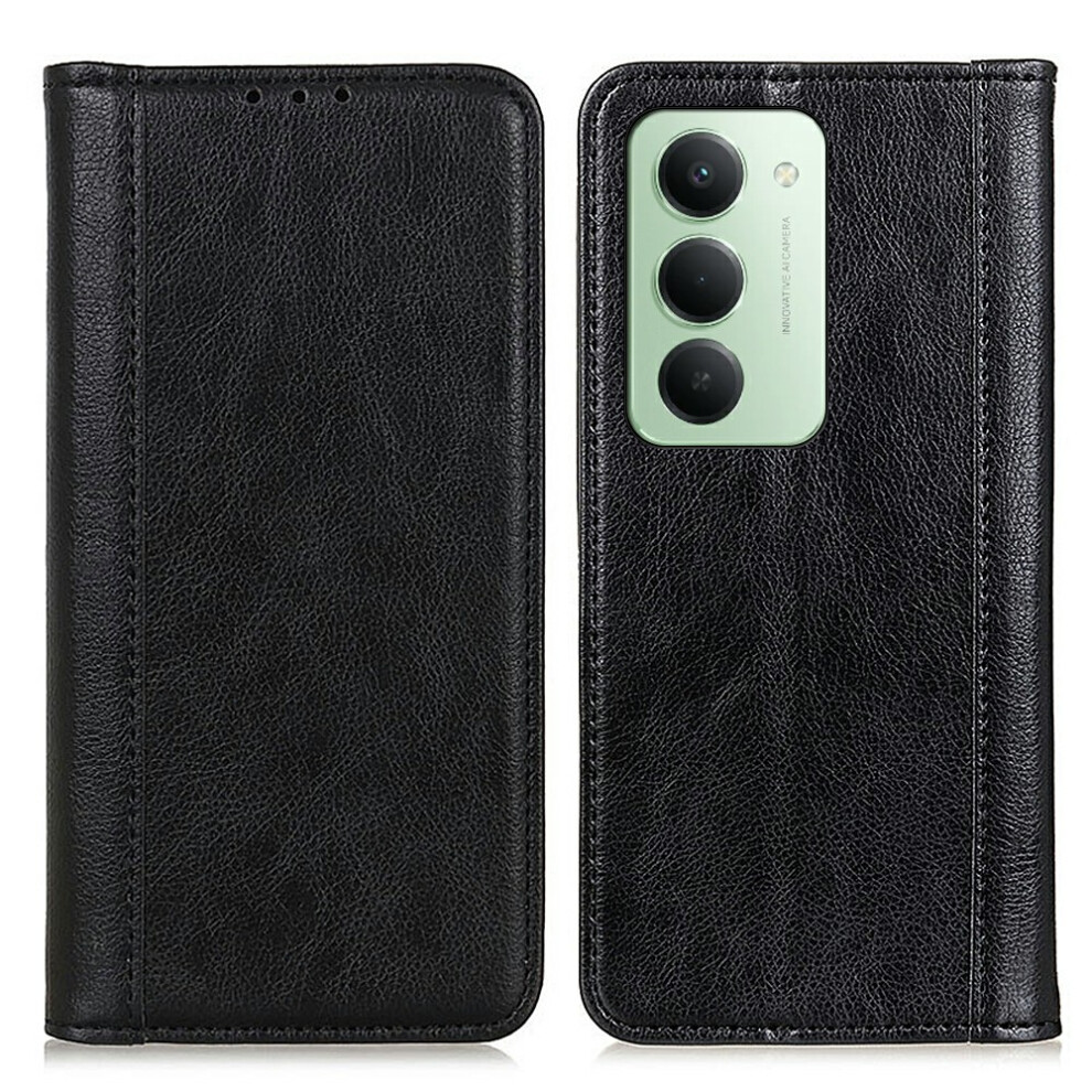 (Black) For Xiaomi Redmi 15 4G (Eu) (171Mm) Stand Case Split Leather Litchi Texture Wallet Phone Cover Black 6914297426372