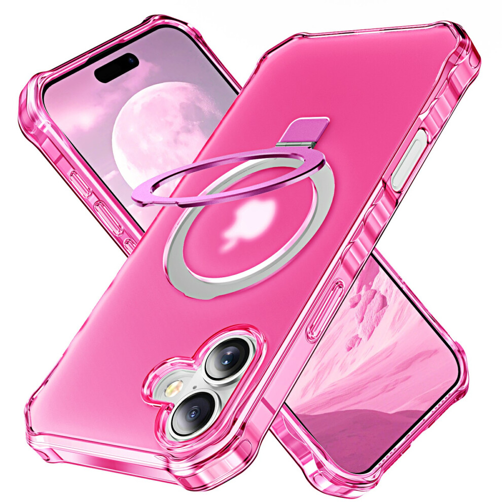 (Rose) For Iphone 17 Case Compatible With Magsafe Matte Kickstand Hybrid Phone Cover Small Wavy Edge 6914299752851