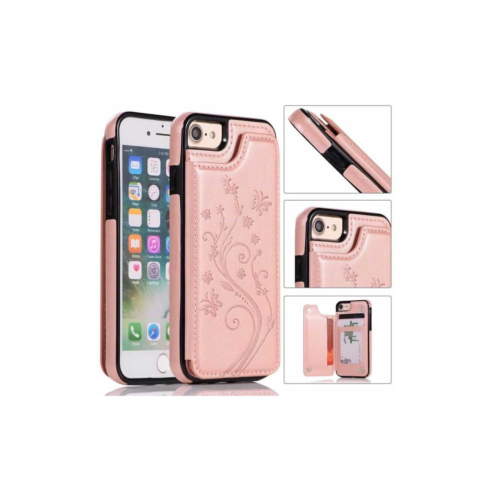 Iphone 7 Shockproof Flip Case With Card Holder, Rose Gold 962125228946