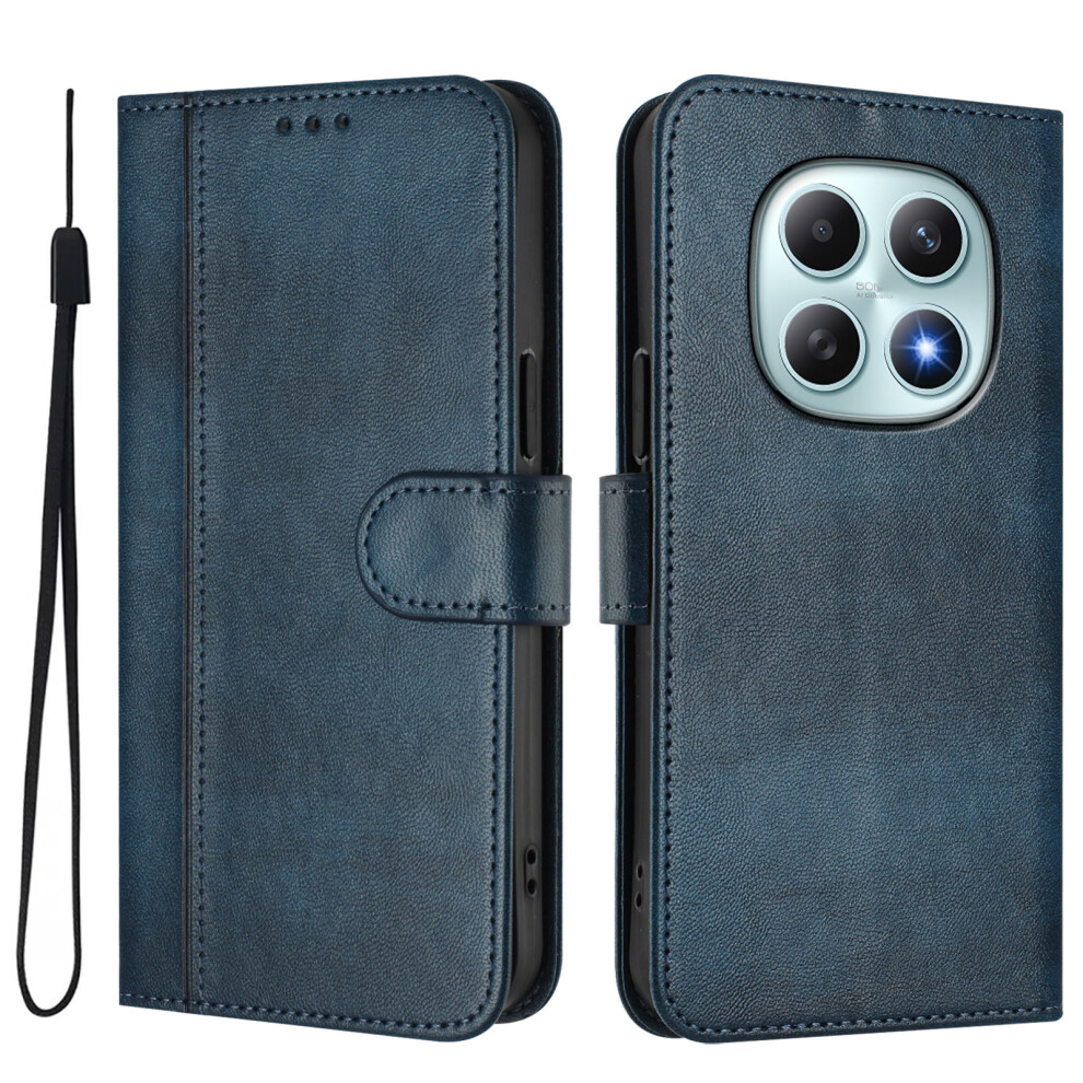 (Blue) For Xiaomi Poco M8 5G / Redmi Note 15 5G (Global) Cases Wallet Stand Retro Texture Leather Phone Cover With Lanyard Blue 6914296228304