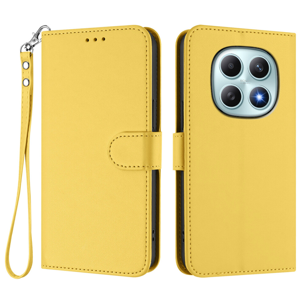 (Yellow) For Xiaomi Poco M8 5G / Redmi Note 15 5G (Global) / 15 4G (Global) Leather Case Wallet Stand Phone Cover With Wrist Strap Yellow 6914290688418