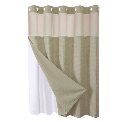 Vändbart duschdraperi i polyester med magnetisk fåll och 1