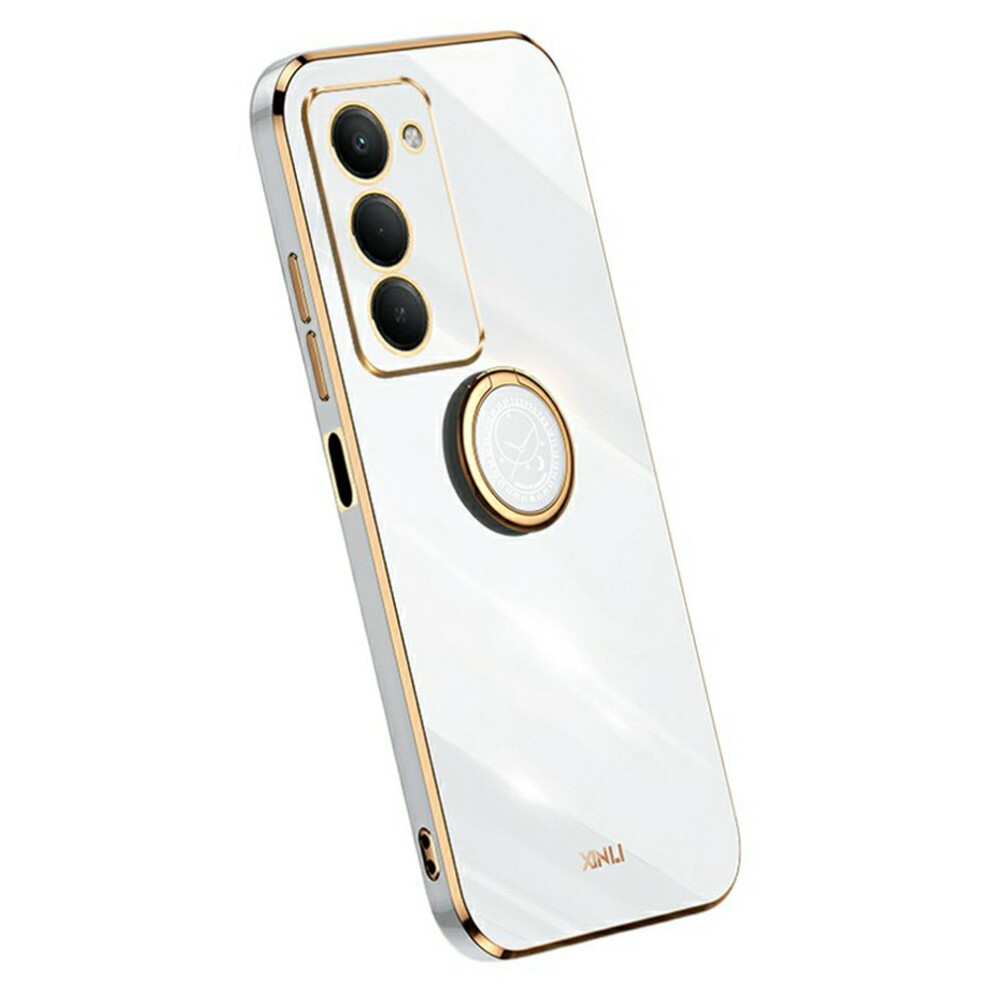 (White) Xinli For Xiaomi Redmi 15 4G (Eu) (171Mm) Case Ring Kickstand Electroplating Tpu Phone Cover White 6914297380575