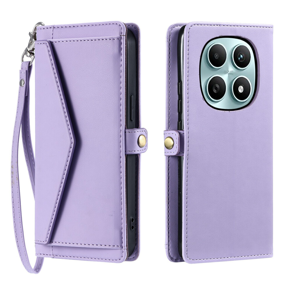 (Purple) For Xiaomi Poco M8 5G / Redmi Note 15 5G (Global) Leather Case With Wrist Strap Wallet Stand Phone Cover Purple 6914294388482