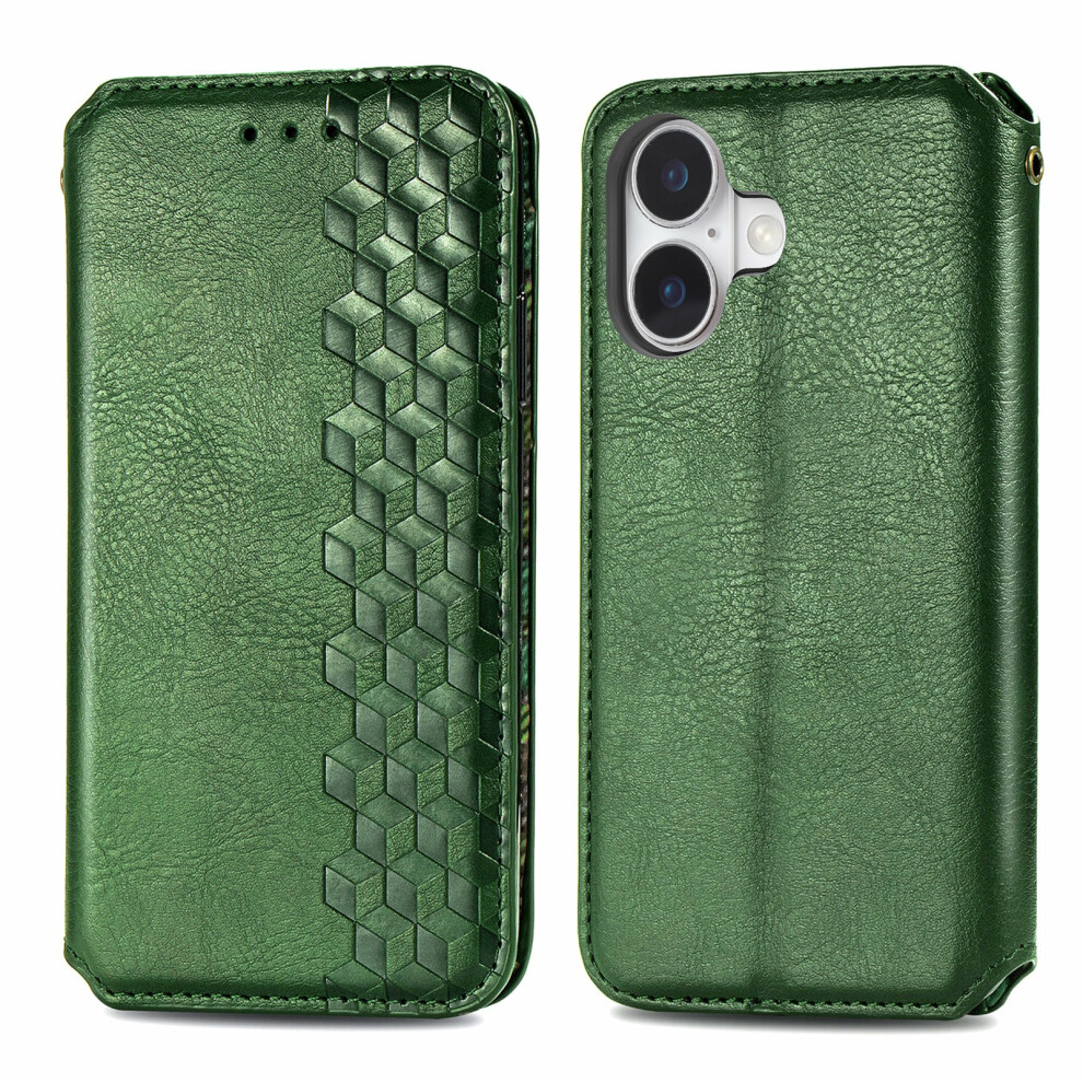(Green) For Iphone 17 Case Rhombus Imprint Pu Leather Wallet Phone Cover Green 6914295185943